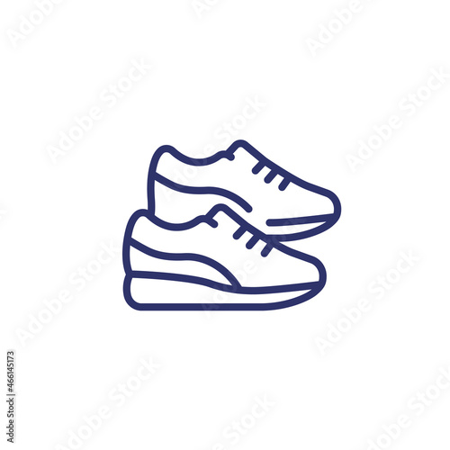 Running shoes, trainers or sneakers line icon