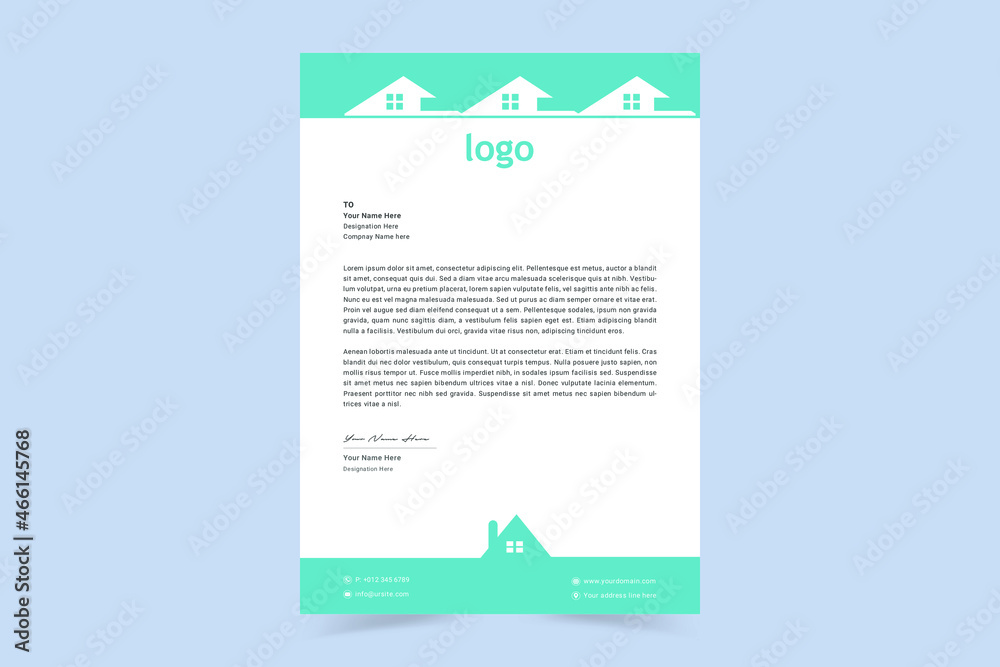 Real estate letterhead design. Professional business letterhead design