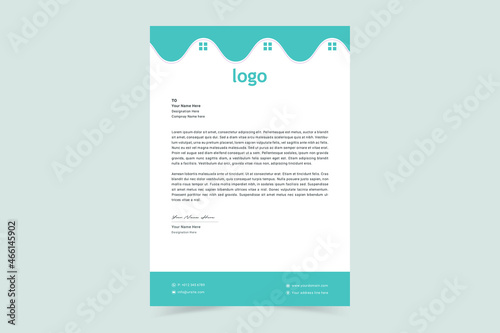 Real estate letterhead design. Professional business letterhead design. Corporate Letterhead Templates For Your architecture and real estate company. Vector Illustration