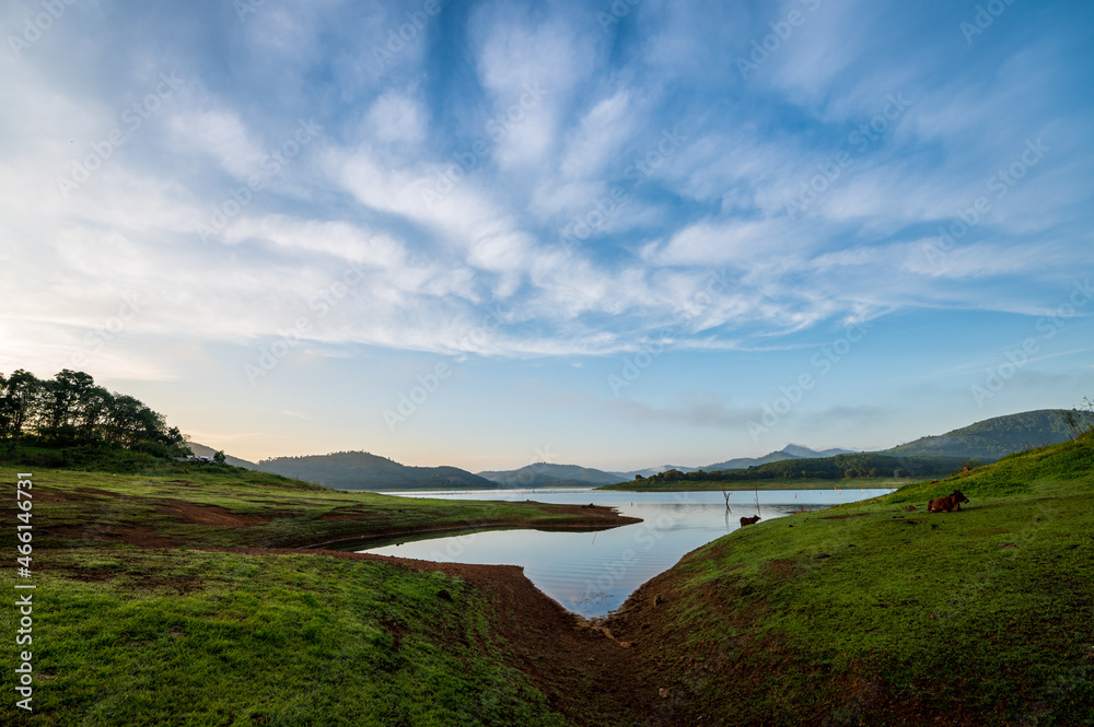 Beautiful landscape view in morning at Huai Nam Sai reservoir