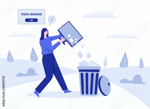Delete data flat illustration concept vector design