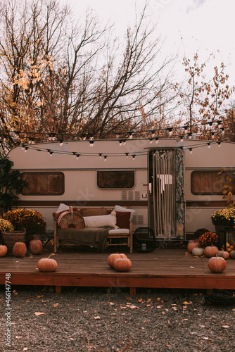 Autumn decorations of the trailer