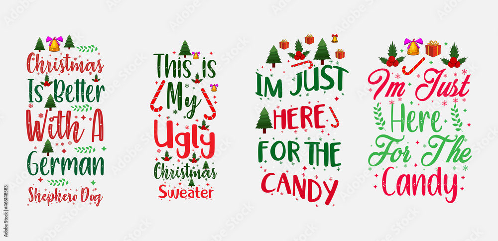 Set of Merry Christmas typography quotes Set of Merry Christmas typography quotes