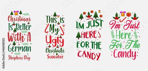 Set of Merry Christmas typography quotes
