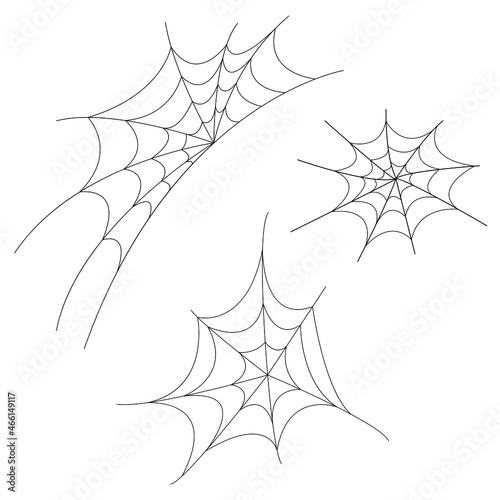Spider web set. Spider net icon for halloween.