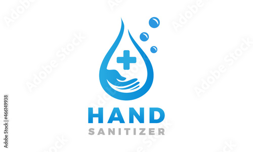 Water Drop Hand Wash Sanitizer Logo Design Vector Icon Illustrations.