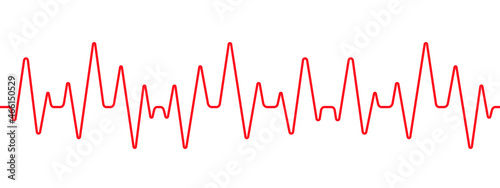 Red cardiogram on a white background. Heartbeat pulse. Cardio symbol. Vector illustration.