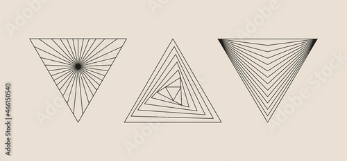 Vector minimal geometric illustrations set - trendy abstract aesthetic linear compositions, prints, frames and graphic design elements