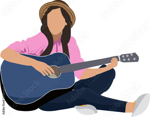 girl playing a guitarr