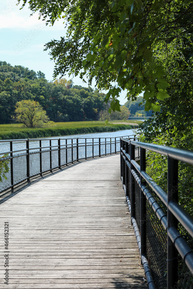 Boardwalk over the Genesee river at Turning Point park. 