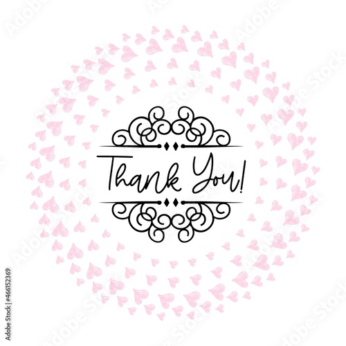 Thank You Card. Hand Written Lettering for Title, Heading, Photo Overlay, Wedding Invitation, Thank You Message