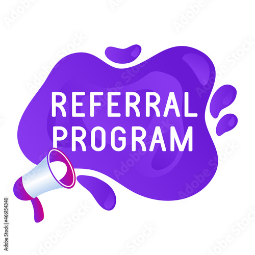 Refer friend banners. Referral program icon, marketing label and refer friends badge. Business suggestions program stickers.