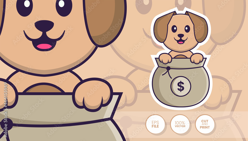 Hand drawn illustration of Cute dog. Cartoon character concept - Stickers Hand drawn illustration of Cute dog. Cartoon character concept - Stickers