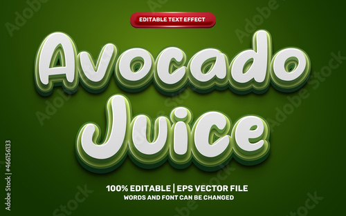 avocado juice fresh nature drink 3d logo template editable text effect style