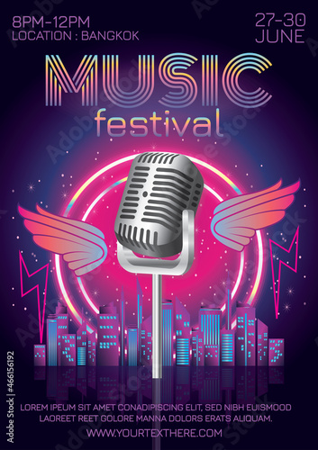 music festival poster for night party