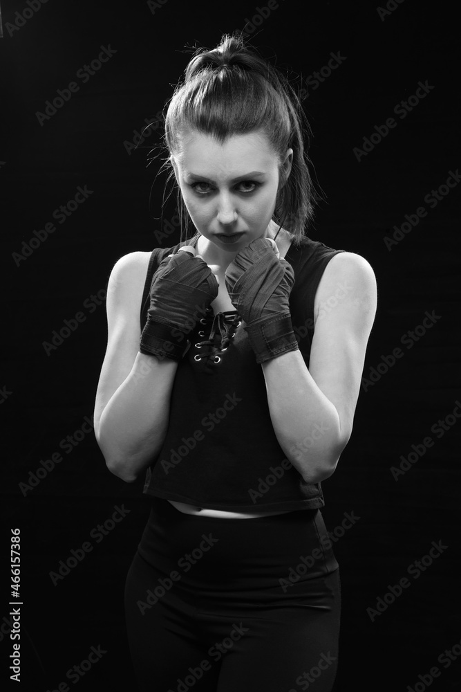 Naklejka premium female boxer attack