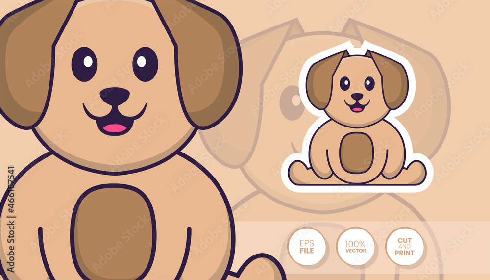 Hand drawn illustration of Cute dog. Cartoon character concept - Stickers