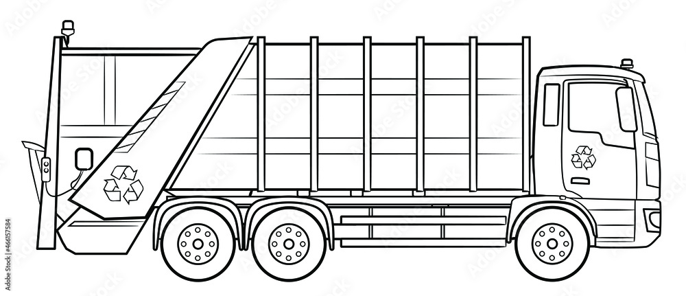 Garbage truck - vector illustration of a vehicle. Stock Vector | Adobe