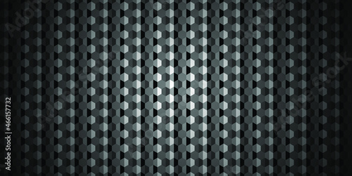 Abstract Hexagon dark black background with shadow. Modern vector texture.