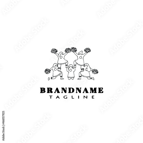 cheerleader logo cartoon icon template black isolated vector illustration