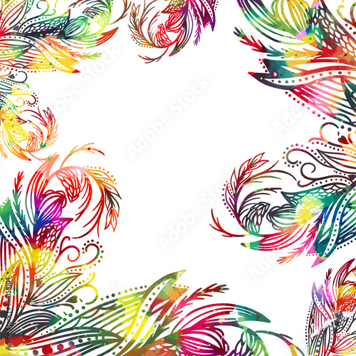 Multi-colored abstract background of lines and butterflies. Vector illustration
