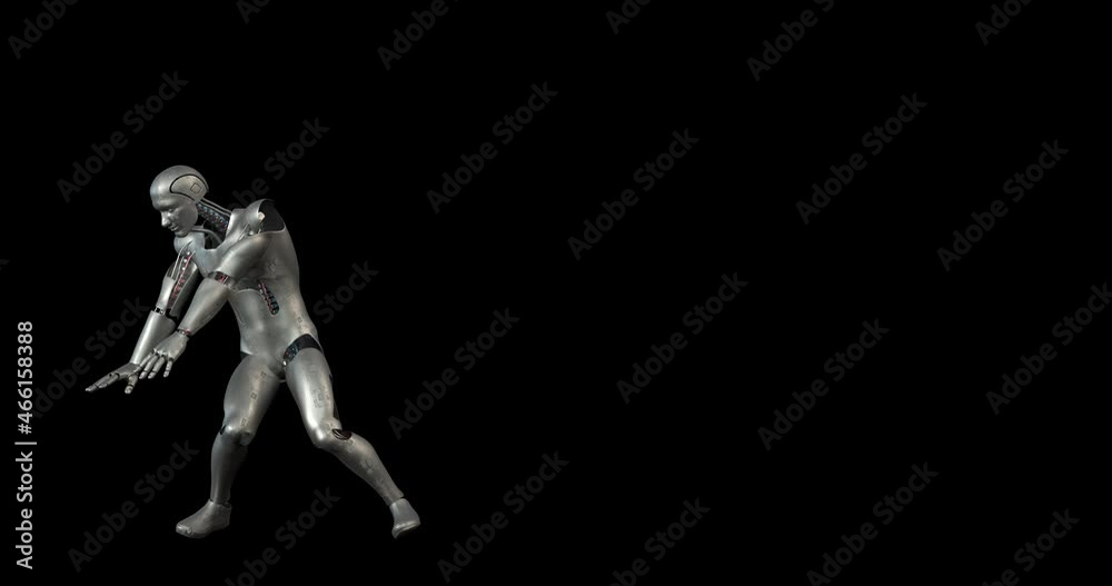 Futuristic Bionic Cyborg Making Robot Dance. Luma Channel. Technology And Space Related 3D Animation. Futuristic Bionic Cyborg Making Robot Dance. Luma Channel. Technology And Space Related 3D Animation.
