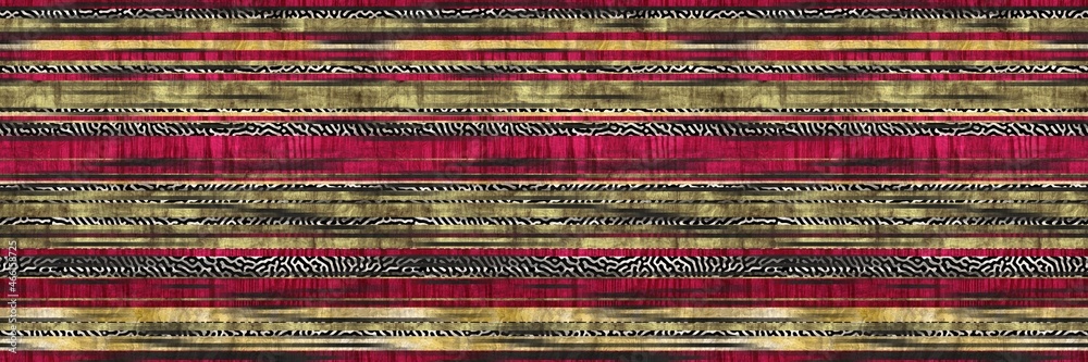 Seamless tribal ethnic stripe grungy border surface pattern design for print. High quality animal fur skin inspired illustration. Faded rug or carpet like cover graphic tile. Thick line textures. Seamless tribal ethnic stripe grungy border surface pattern design for print. High quality animal fur skin inspired illustration. Faded rug or carpet like cover graphic tile. Thick line textures.