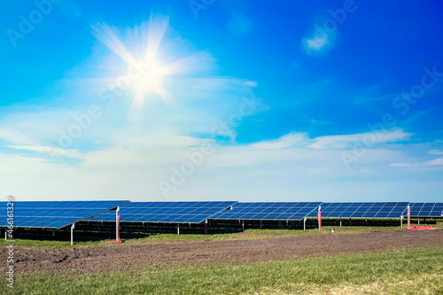 Solar panels on farmland near Emmeloord, Noordoostpolder, Flevoland Province, The Netherlands photo