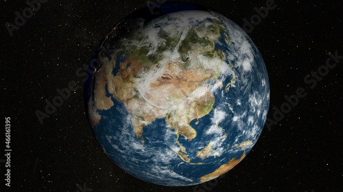 earth in space  asia seen from space 3d illustration