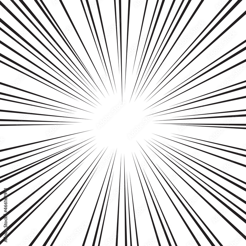 Comic book action lines. Speed lines Manga frame. Black and white vector retro illustration Comic book action lines. Speed lines Manga frame. Black and white vector retro illustration