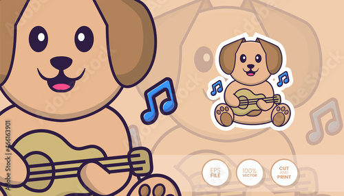 Hand drawn illustration of Cute dog. Cartoon character concept - Stickers