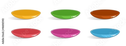 Dish icon set. Cartoon empty dishes isolated on white background