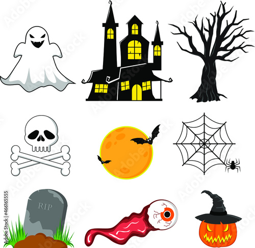 Set Of  Halloween clip art party elements
