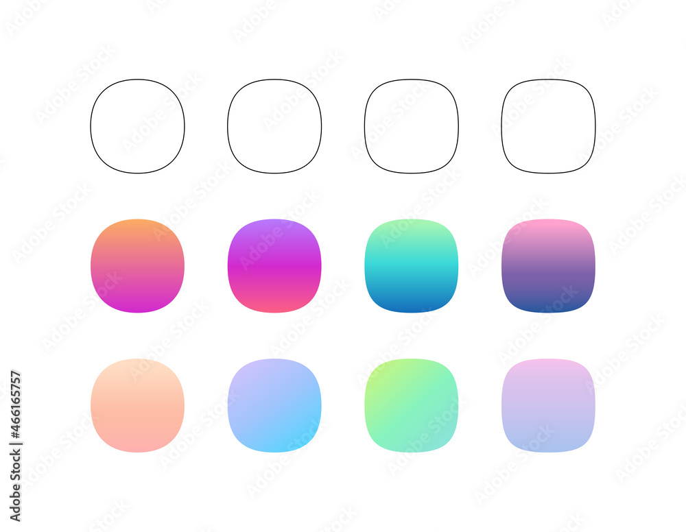 Super ellipse trendy shapes set isolated on white background. Template for modern trendy icons