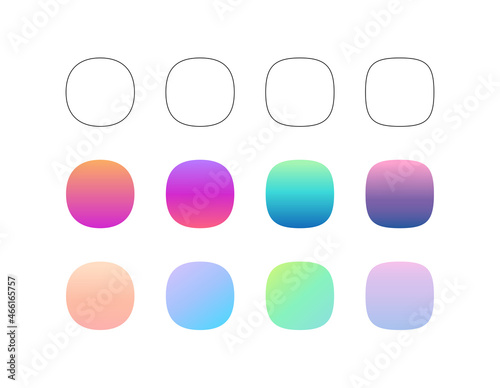Super ellipse trendy shapes set isolated on white background. Template for modern trendy icons