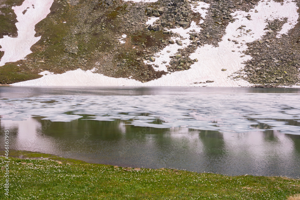 Obraz premium landscape mountain between Ceresole Reale and the Nivolet hill around serrù lake, Agnel lake, Nivolet lake in Piedmont in Italy