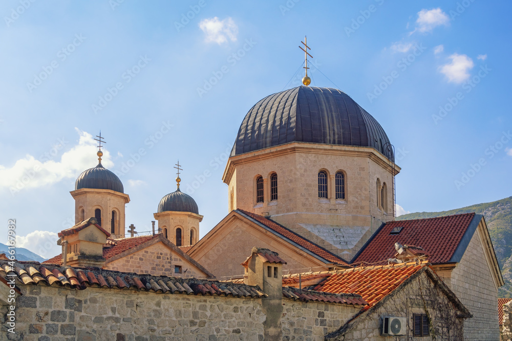 Religious architecture. Montenegro, Old Town of Kotor. Domes ofOrthodox Church of St. Nicholas
