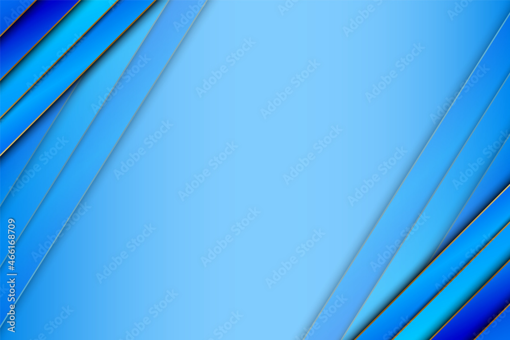 Fototapeta premium Luxury blue stripes background with golden lines.