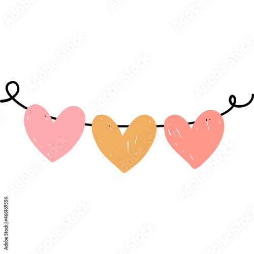 Hand draw flag heart valentine