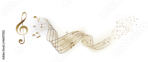 Soaring musical notes on the stave. Vector Illustration. EPS