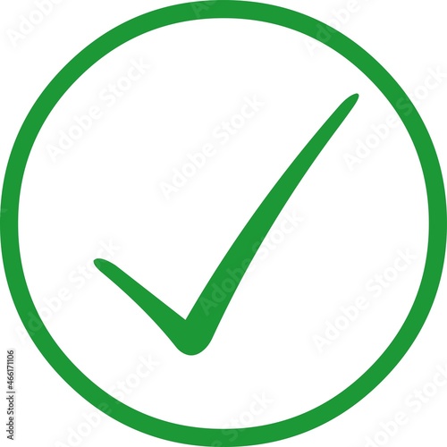 Vector illustration of an approved checklist in green and a circle that surrounds it