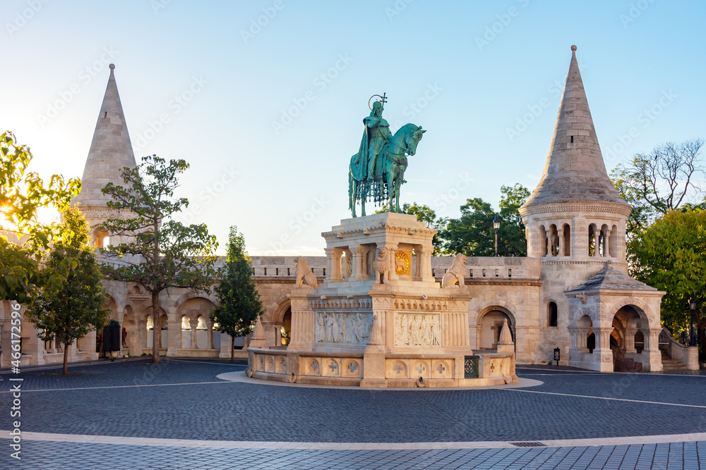 Statue of St. Stephen in Fisherman's Bastion, Budapest, Hungary