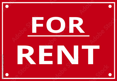 Red for rent sign as a symbol of rental properties