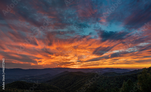 660-61 Foothills Sunset of Fire Pano