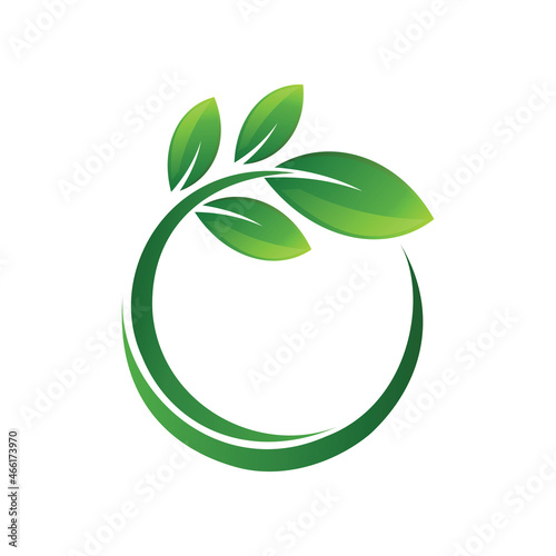 Ring beauty leaf vector logo, circle frame leaf logo template