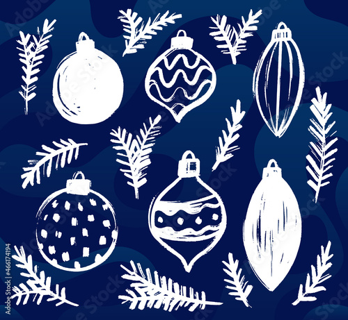Acrylic Christmas Baubles & Fir Doodles 