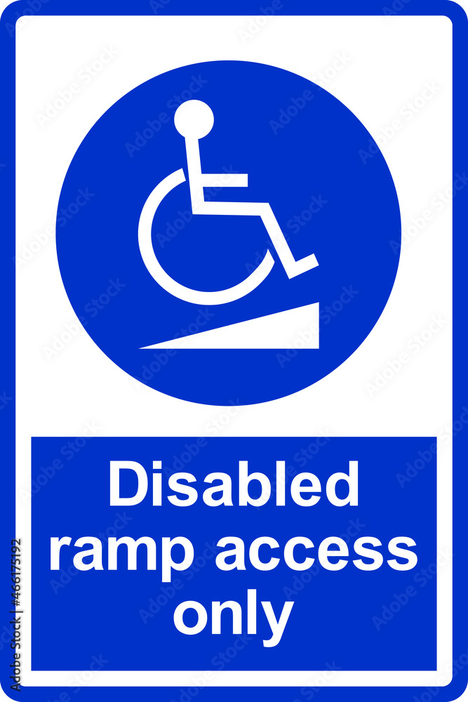 Disabled ramp access sign. Parking signs and symbols. Disabled ramp access sign. Parking signs and symbols.