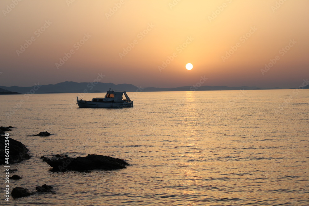 boat at sunset