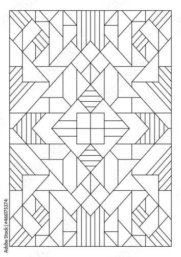 Portrait coloring pages for adults. Abstract illustration. Geometric composition. Black and white patterns. EPS8 file. Coloring-#339.
