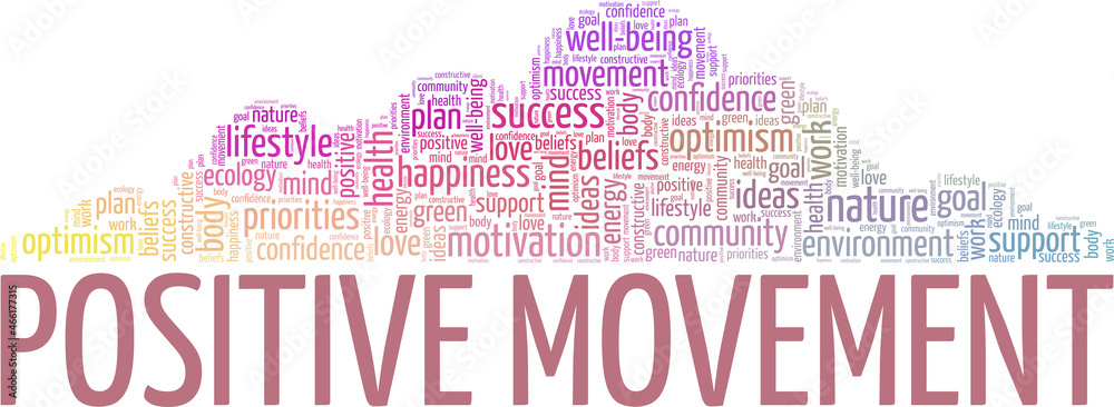 Positive Movement vector illustration word cloud isolated on white background.